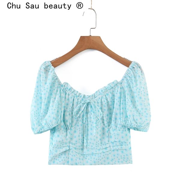 fashion sweet chic blue dot print crop women summer casual v-neck ruffles short shirts female street style blouses 210508, White
fashion sweet chic blue dot print crop women summer casual v-neck ruffles short shirts female street style blouses 210508, White