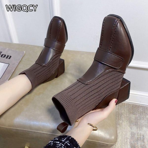 boots 2021 autumn women's fashion single mid-heel mid-tube stretch british style women, Black
boots 2021 autumn women's fashion single mid-heel mid-tube stretch british style women, Black