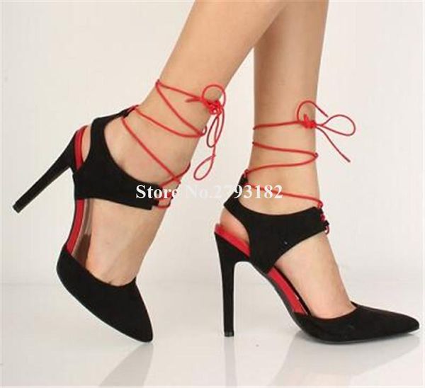 women fashion pointed toe suede leather stiletto heel pumps lace-up red black high heels formal dress shoes
women fashion pointed toe suede leather stiletto heel pumps lace-up red black high heels formal dress shoes