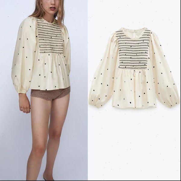 za vintage heart womens shirts print feminine o neck long balloon sleeve shirt back opening smock pleated poplin blouses, White
za vintage heart womens shirts print feminine o neck long balloon sleeve shirt back opening smock pleated poplin blouses, White