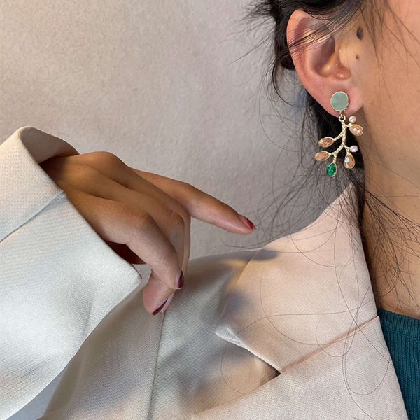 branch color women's 925 pure silver needle advanced new fashion net red earrings temperament ear accessories, Black
branch color women's 925 pure silver needle advanced new fashion net red earrings temperament ear accessories, Black