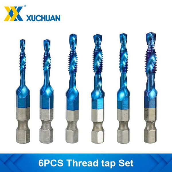 hand tools thread tap drill bits 6pcs hss screw spiral set 6-32 8-32 10-24 10-32 12-24 1/4-20 hex shank machine tool 
hand tools thread tap drill bits 6pcs hss screw spiral set 6-32 8-32 10-24 10-32 12-24 1/4-20 hex shank machine tool