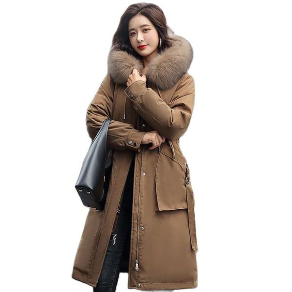women's down & parkas coat -30 degrees snow wear long winter jacket women fur hooded clothing female lining thick, Black
women's down & parkas coat -30 degrees snow wear long winter jacket women fur hooded clothing female lining thick, Black
