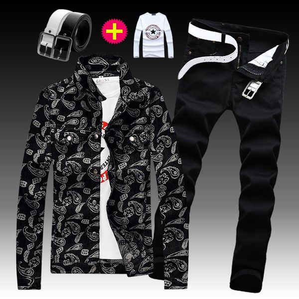 men's tracksuits casual print jacket stand collar coat jeans pants long trousers with shirt belt 4 pcs set n79, Gray
men's tracksuits casual print jacket stand collar coat jeans pants long trousers with shirt belt 4 pcs set n79, Gray