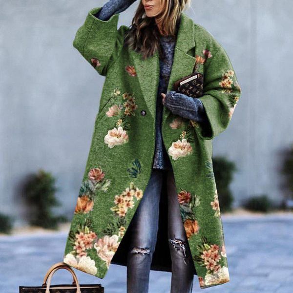 women's wool & blends vintage pattern print outwears ladies fashion winter loose blend coats women elegant turn-down collar long cardig, Black
women's wool & blends vintage pattern print outwears ladies fashion winter loose blend coats women elegant turn-down collar long cardig, Black