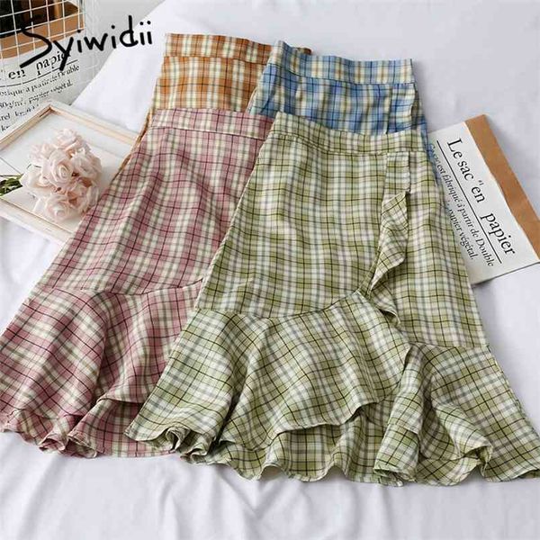 plaid high waist mermaid skirt women ruffles spliced mid-calf casual a-line spring summer korean fashion 210607, Black
plaid high waist mermaid skirt women ruffles spliced mid-calf casual a-line spring summer korean fashion 210607, Black