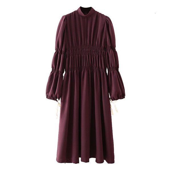 dresses pleated high neck sleeves elastic waist midi elegant fashion casual long women es, Black;gray
dresses pleated high neck sleeves elastic waist midi elegant fashion casual long women es, Black;gray