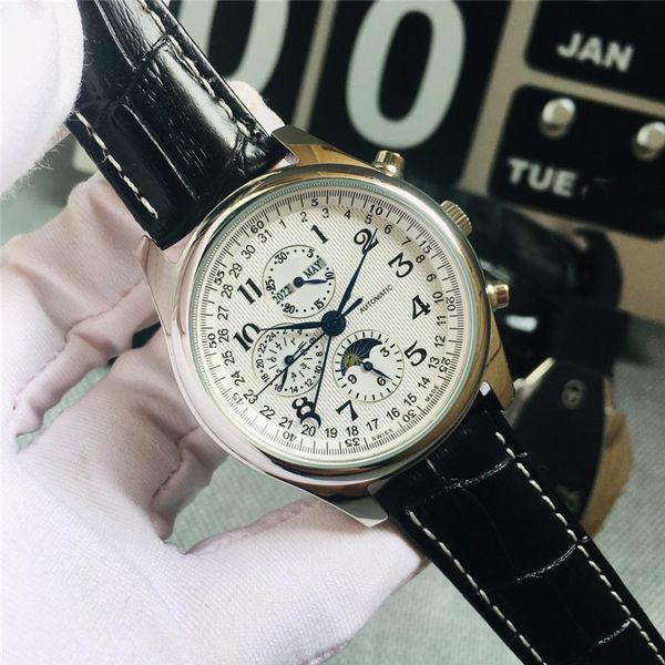 Image of New 2022 luxury watch Logine Automatic machanical mens watches fashion designer Wristwatches Sapphire mirror calfskin strap Montre de luxe