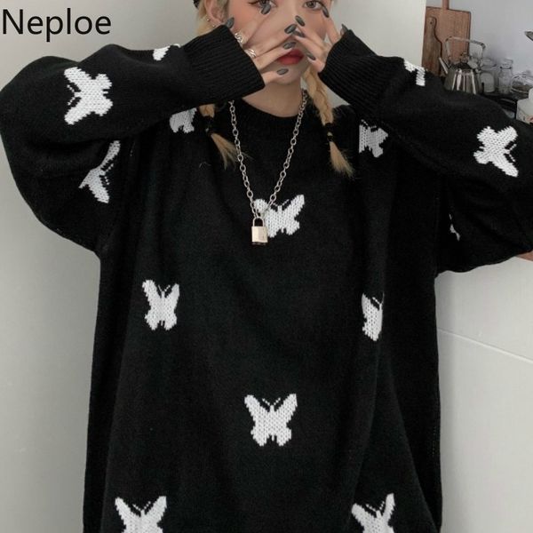 neploe autumn winter sweaters women harajuku black knitted pullovers bf streetwear oversized outwear korean chic jumper coat 210422, White;black
neploe autumn winter sweaters women harajuku black knitted pullovers bf streetwear oversized outwear korean chic jumper coat 210422, White;black