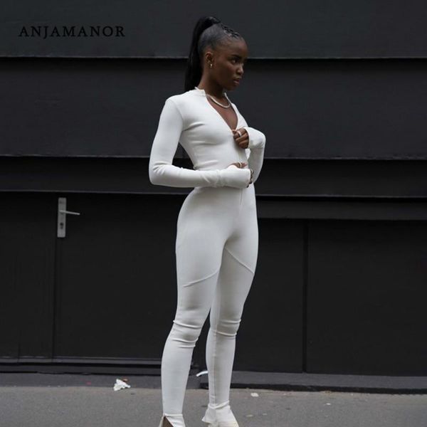 women's jumpsuits & rompers anjamanor women fashion 2021 zipper slim fit sports full jumpsuit streetwear long sleeve bodycon ladies one, Black;white
women's jumpsuits & rompers anjamanor women fashion 2021 zipper slim fit sports full jumpsuit streetwear long sleeve bodycon ladies one, Black;white