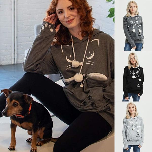 women's hoodies & sweatshirts winter women sweatshirt pullover autumn fleece loose pet hooded cat dog large pouch carriers #8, Black
women's hoodies & sweatshirts winter women sweatshirt pullover autumn fleece loose pet hooded cat dog large pouch carriers #8, Black