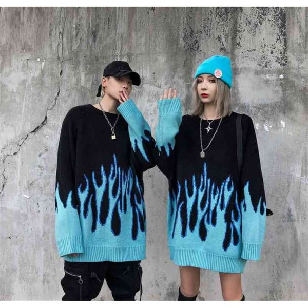 korean loose knitted flame men and women hip hop streetwear o-neck pullover sweater 210429, Black
korean loose knitted flame men and women hip hop streetwear o-neck pullover sweater 210429, Black