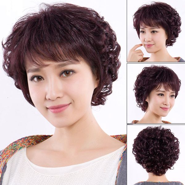 wig female middle aged mother real chemotherapy short curly hair breathable natural fashion full headgear, Black
wig female middle aged mother real chemotherapy short curly hair breathable natural fashion full headgear, Black