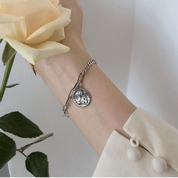 link, chain cute angel coin retro viking chunky bracelets bangles punk metal twisted rope bracelet jewelry gift, Black
link, chain cute angel coin retro viking chunky bracelets bangles punk metal twisted rope bracelet jewelry gift, Black