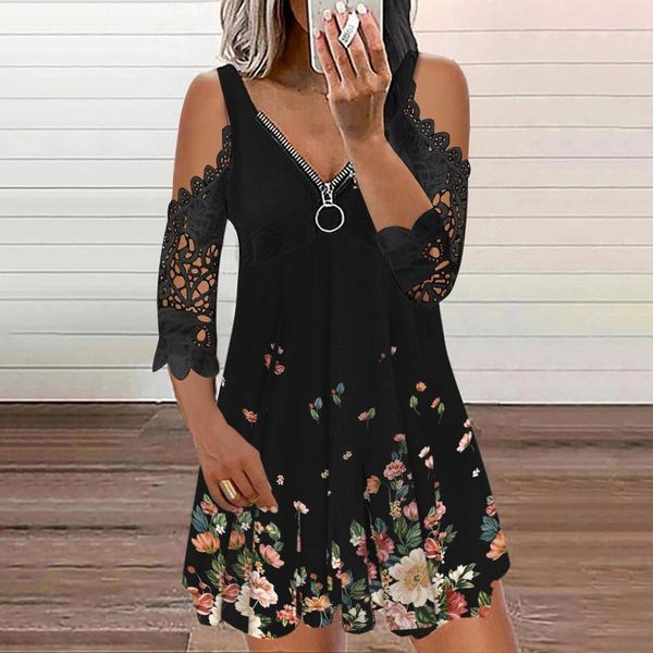 casual dresses floral print lace dress women fashion zipper v-neck short sleeve mini open shoulder vestido festa #g3, Black;gray
casual dresses floral print lace dress women fashion zipper v-neck short sleeve mini open shoulder vestido festa #g3, Black;gray