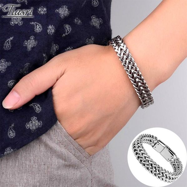 tiasri 11mm double knit strength man bracelet stainless steel jewelry accessories punk hip-hop style gift wholesale, Black
tiasri 11mm double knit strength man bracelet stainless steel jewelry accessories punk hip-hop style gift wholesale, Black