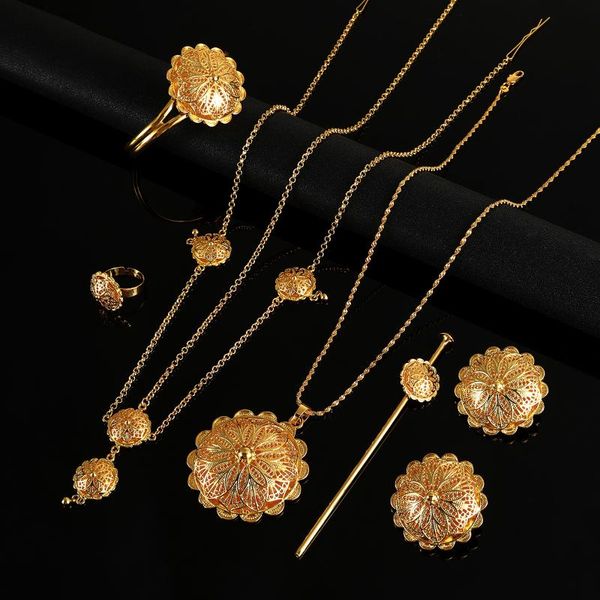 earrings & necklace ethiopian trendy pendant ring bangles for women gold color african wedding jewelry set, Silver
earrings & necklace ethiopian trendy pendant ring bangles for women gold color african wedding jewelry set, Silver