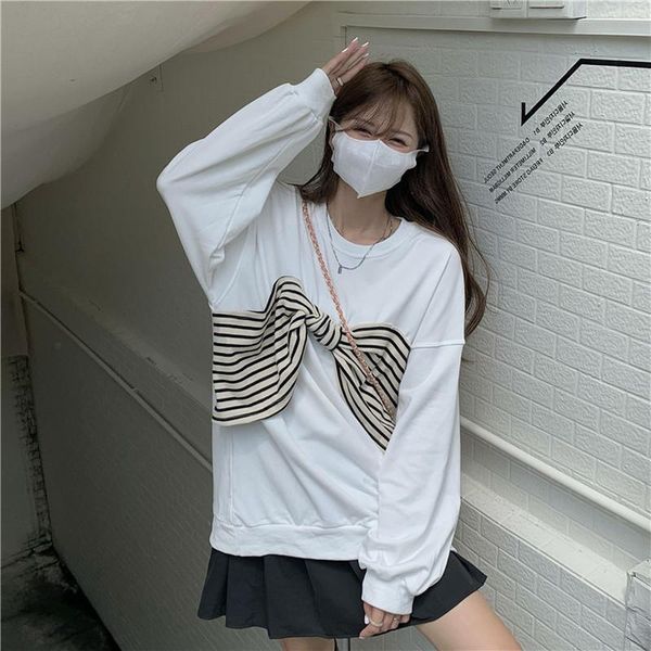 women's hoodies & sweatshirts oversized sweatshirt ins striped bow loose black white korean fashion spring autumn casual style o-neck p
women's hoodies & sweatshirts oversized sweatshirt ins striped bow loose black white korean fashion spring autumn casual style o-neck p