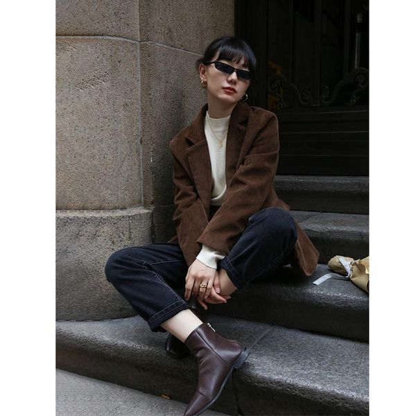 women's suits & blazers women vintage corduroy beige brown loose single breasted 2021 woman office work blazer spring autumn warm cloth, White;black
women's suits & blazers women vintage corduroy beige brown loose single breasted 2021 woman office work blazer spring autumn warm cloth, White;black