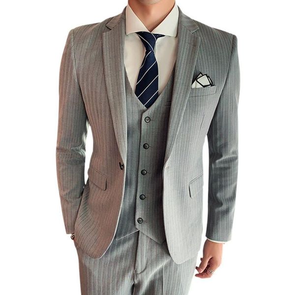 men's three piece stripe slim fit suit blazers coat trouser waistcoat set groomsman wedding dress 3pcs jacket pant vest suits &, White;black
men's three piece stripe slim fit suit blazers coat trouser waistcoat set groomsman wedding dress 3pcs jacket pant vest suits &, White;black