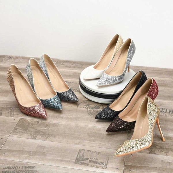 dress shoes gradient pumps sequined pointed thin heeled shallow mouth banquet catwalk female wedding, Black
dress shoes gradient pumps sequined pointed thin heeled shallow mouth banquet catwalk female wedding, Black