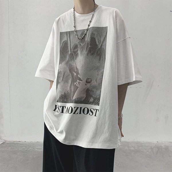 men's t-shirts gothic printed t-shirt men short-sleeved 2021 summer fashion high street hip-hop style casual loose tshirt trend, White;black
men's t-shirts gothic printed t-shirt men short-sleeved 2021 summer fashion high street hip-hop style casual loose tshirt trend, White;black