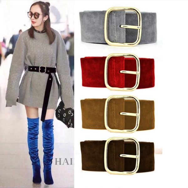 belts women velvet square buckle belt gold wide for black red waistband female dress fashion 2021 designer, Black;brown
belts women velvet square buckle belt gold wide for black red waistband female dress fashion 2021 designer, Black;brown
