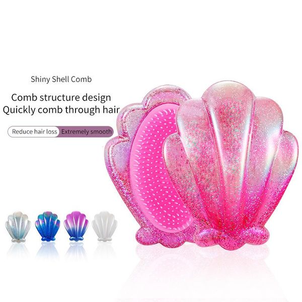 hair brushes beauty glitter style shell comb detangler anti-static brush woman haircare styling tool barber accessories, Silver 
hair brushes beauty glitter style shell comb detangler anti-static brush woman haircare styling tool barber accessories, Silver