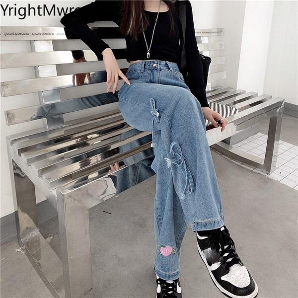 women's jeans side lace up bow cute embroidery peach high waist loose straight denim pant women student girl trouser korean fashion, Blue
women's jeans side lace up bow cute embroidery peach high waist loose straight denim pant women student girl trouser korean fashion, Blue