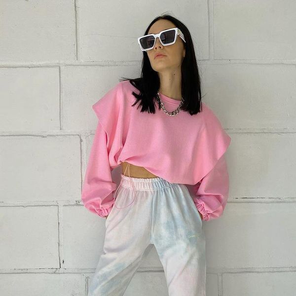 women's t-shirt 2021 fashion autumn navel stitching long-sleeved sweater women ins drawstring pink jacket tide, White
women's t-shirt 2021 fashion autumn navel stitching long-sleeved sweater women ins drawstring pink jacket tide, White
