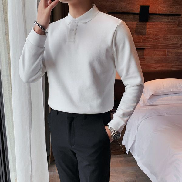 men's polos autumn fashion brown slim fit lapel long sleeve polo shirt 6-color solid knitted men's shirt manen, White;black
men's polos autumn fashion brown slim fit lapel long sleeve polo shirt 6-color solid knitted men's shirt manen, White;black