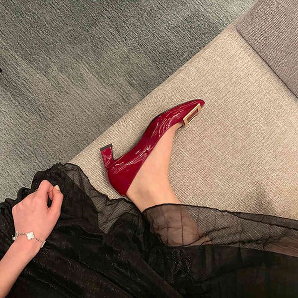 dress shoes wine red square button thick heel shoes new patent leather shallow mouth women's french small haze blue high 2ig4, Black
dress shoes wine red square button thick heel shoes new patent leather shallow mouth women's french small haze blue high 2ig4, Black
