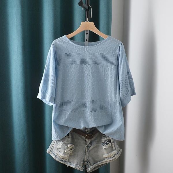 women's blouses & shirts summer full embroidery hollow-out temperament cotton short sleeve shirt loose top, White
women's blouses & shirts summer full embroidery hollow-out temperament cotton short sleeve shirt loose top, White