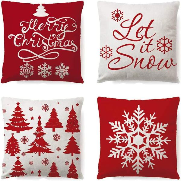 pillow case 4pcs red pillowcase christmas cushion cover decor for home polyester printed covers sofa#y20 
pillow case 4pcs red pillowcase christmas cushion cover decor for home polyester printed covers sofa#y20