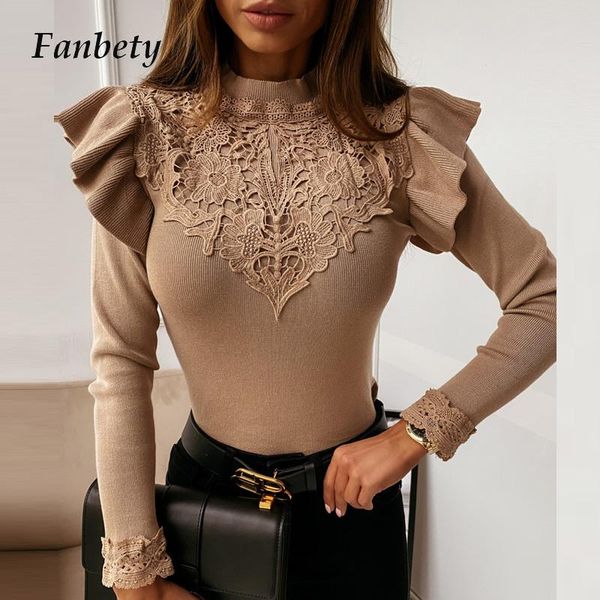 women autumn elegant lace blouse shirt fashion ruffle long sleeve slim pullover 2021 casual office lady o neck shirts blusa women's bl, White
women autumn elegant lace blouse shirt fashion ruffle long sleeve slim pullover 2021 casual office lady o neck shirts blusa women's bl, White