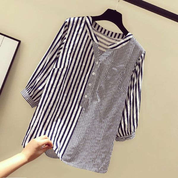 women's blouses & shirts fashion stripe shirt korean loose versatile spring office ladies v-neck pullover vintage elegant, White
women's blouses & shirts fashion stripe shirt korean loose versatile spring office ladies v-neck pullover vintage elegant, White