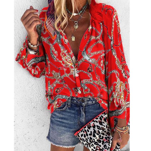 v-neck long sleeve chains loose casual shirts womens print design plus size full button blouse, White
v-neck long sleeve chains loose casual shirts womens print design plus size full button blouse, White