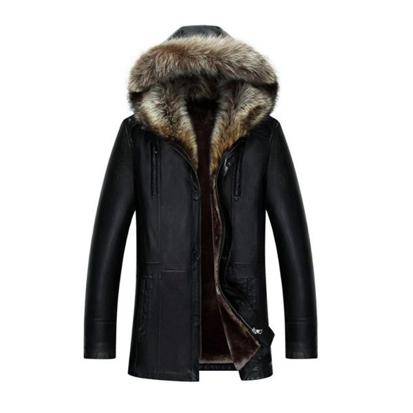 men's fur & faux winter one slim leather long zipper button double coat large size hooded jacket m-4xl, Black
men's fur & faux winter one slim leather long zipper button double coat large size hooded jacket m-4xl, Black