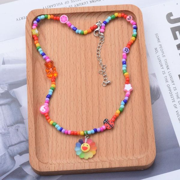 chokers 2021 bohemian colorful beaded flower choker necklace summer statement fruits chain pendant jewelry for women girls, Golden;silver
chokers 2021 bohemian colorful beaded flower choker necklace summer statement fruits chain pendant jewelry for women girls, Golden;silver