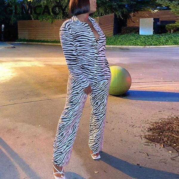 women two piece zebra printed suits long sleeve button up shirt & slim pants set 210930, White
women two piece zebra printed suits long sleeve button up shirt & slim pants set 210930, White