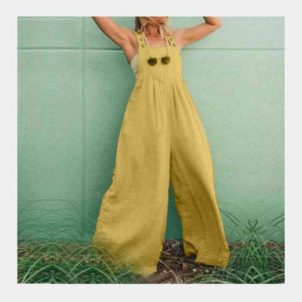 female jumpsuit fashionable cotton and linen solid color wide-leg jumpsuit womens loose casual suspenders trousers summer, White
female jumpsuit fashionable cotton and linen solid color wide-leg jumpsuit womens loose casual suspenders trousers summer, White