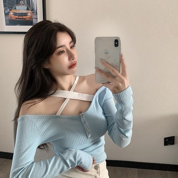 women's t-shirt spring autumn halter collar off shoulder t shirt for women clothing fashion slash neck long sleeve crop hipster tees sl, White
women's t-shirt spring autumn halter collar off shoulder t shirt for women clothing fashion slash neck long sleeve crop hipster tees sl, White