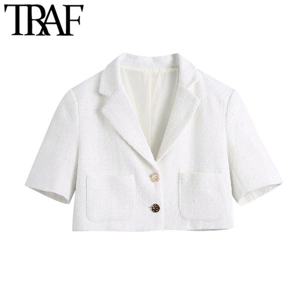 traf women fashion metal button tweed cropped white blazer coat vintage short sleeve pockets female outerwear chic 211116, White;black
traf women fashion metal button tweed cropped white blazer coat vintage short sleeve pockets female outerwear chic 211116, White;black
