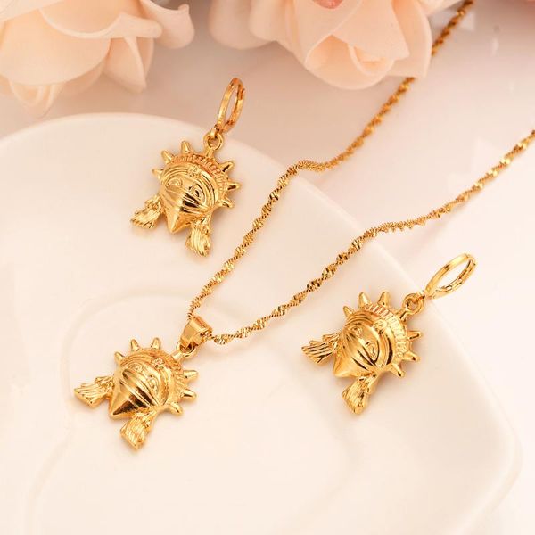 earrings & necklace african mask jewelry set chain women nigerian wedding gold multi layer pendantearring sets, Silver
earrings & necklace african mask jewelry set chain women nigerian wedding gold multi layer pendantearring sets, Silver