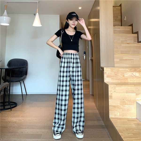 capris ytx357 straight loose chess rubbing high-waist drape legged pants, Black;white
capris ytx357 straight loose chess rubbing high-waist drape legged pants, Black;white
