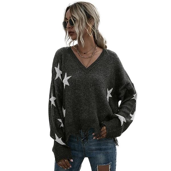 women's sweaters women long sleeve knitted stars tassel sweater v-neck casual loose pullover, White;black
women's sweaters women long sleeve knitted stars tassel sweater v-neck casual loose pullover, White;black