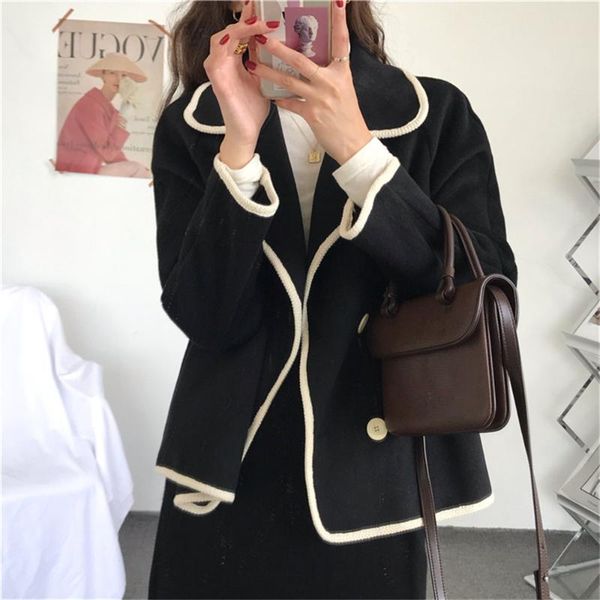 women's jackets woolen high waist women coats patchwork elegant work wear autumn slim 2021 casual streetwear loose, Black;brown
women's jackets woolen high waist women coats patchwork elegant work wear autumn slim 2021 casual streetwear loose, Black;brown
