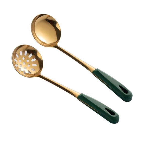 spoons stainless steel soup spoon drain ins ink green gold-plated light luxury kitchen tools
spoons stainless steel soup spoon drain ins ink green gold-plated light luxury kitchen tools