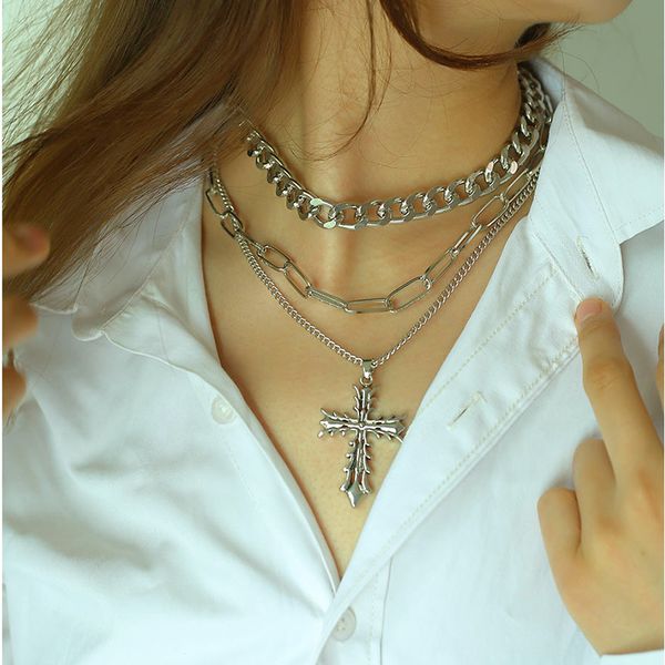 hip hop punk cross pendant necklaces retro temperament simple fashion cold style woman tassel multi-layer thick silver chain exaggerated per
hip hop punk cross pendant necklaces retro temperament simple fashion cold style woman tassel multi-layer thick silver chain exaggerated per
