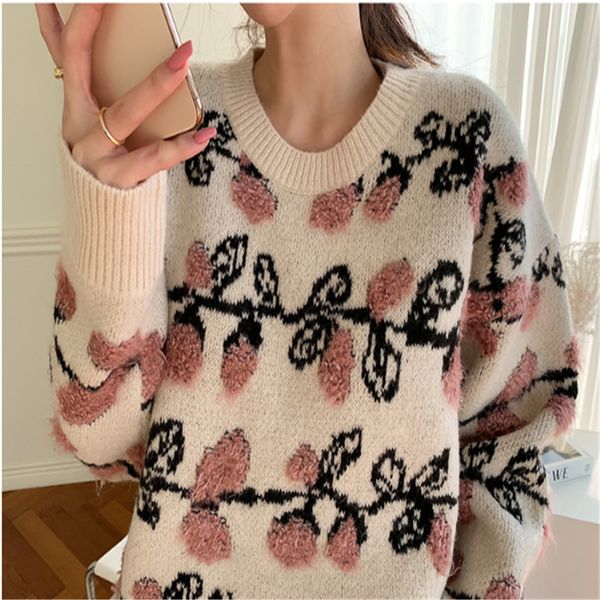 women's sweaters young chic sweet retro crewneck floral pullovers impression winter sweatshirt soft comfort thick nightgown fall bjx8, White;black
women's sweaters young chic sweet retro crewneck floral pullovers impression winter sweatshirt soft comfort thick nightgown fall bjx8, White;black